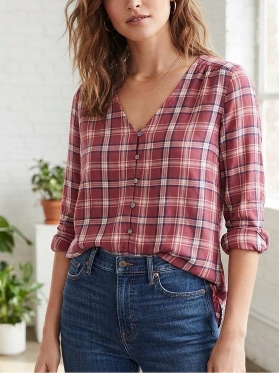 Madewell Tops - Chic Plaid Button-Up Top